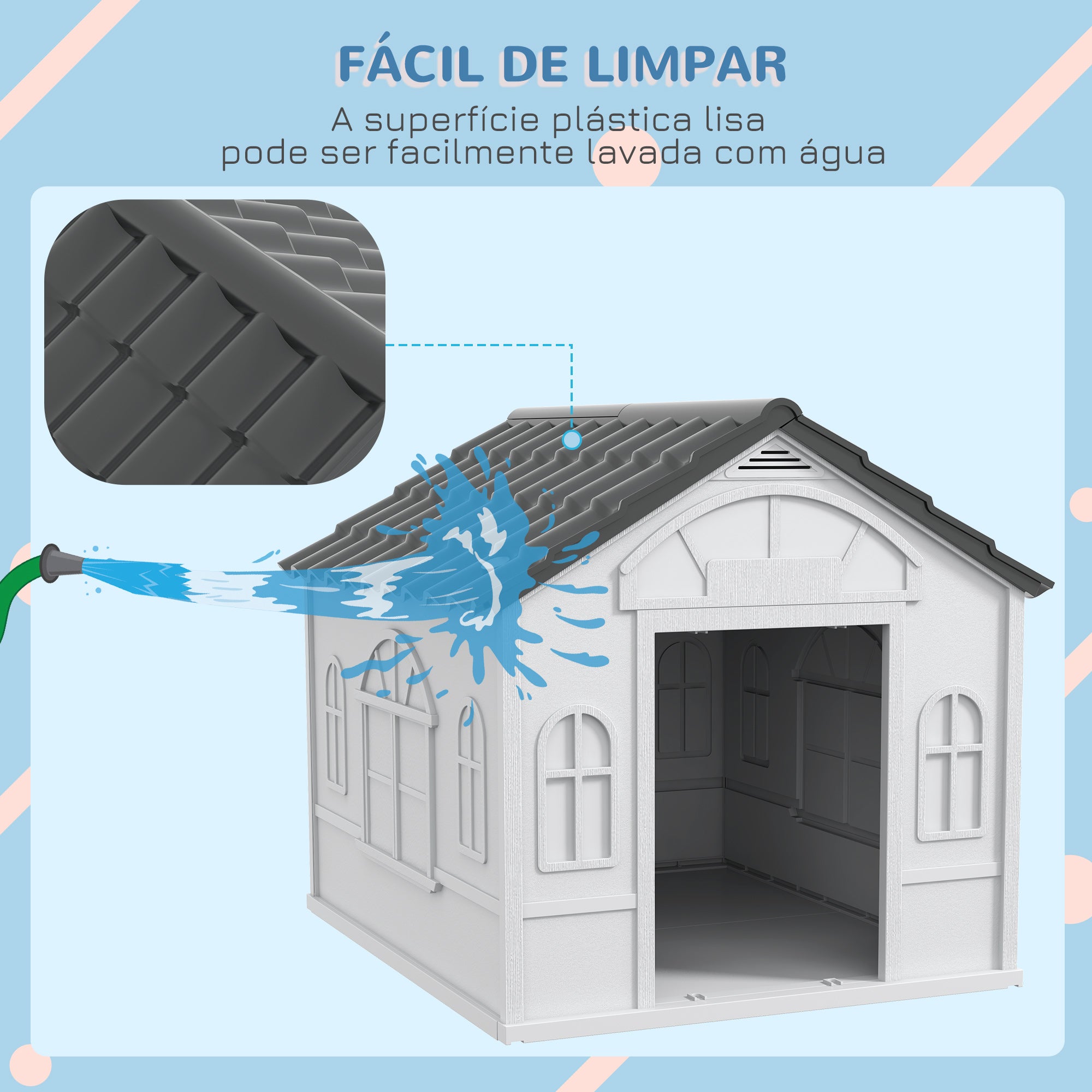 Casa para Cães – 84,2x98,2x82 cm – Cor Cinzento – Plástico