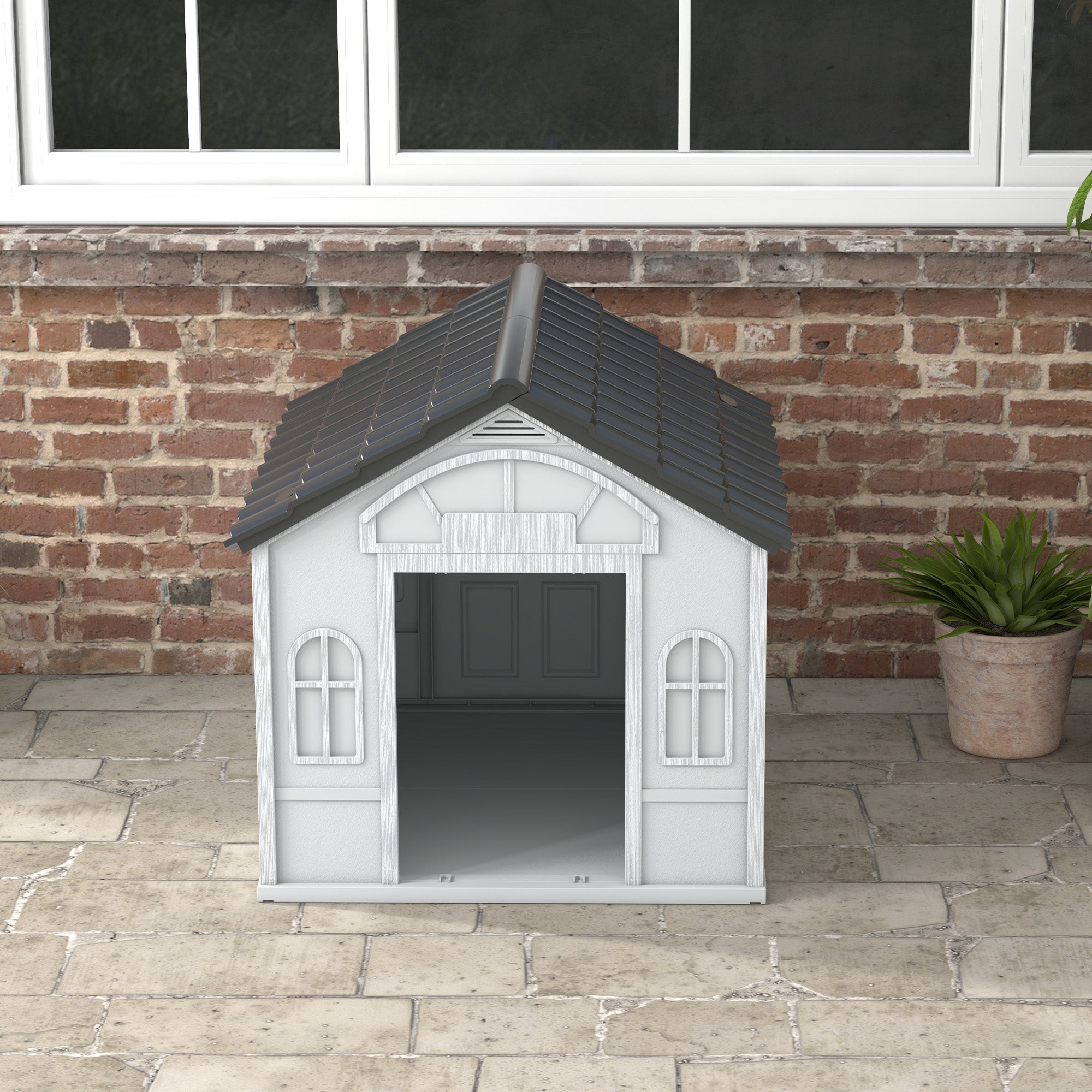 Casa para Cães – 84,2x98,2x82 cm – Cor Cinzento – Plástico