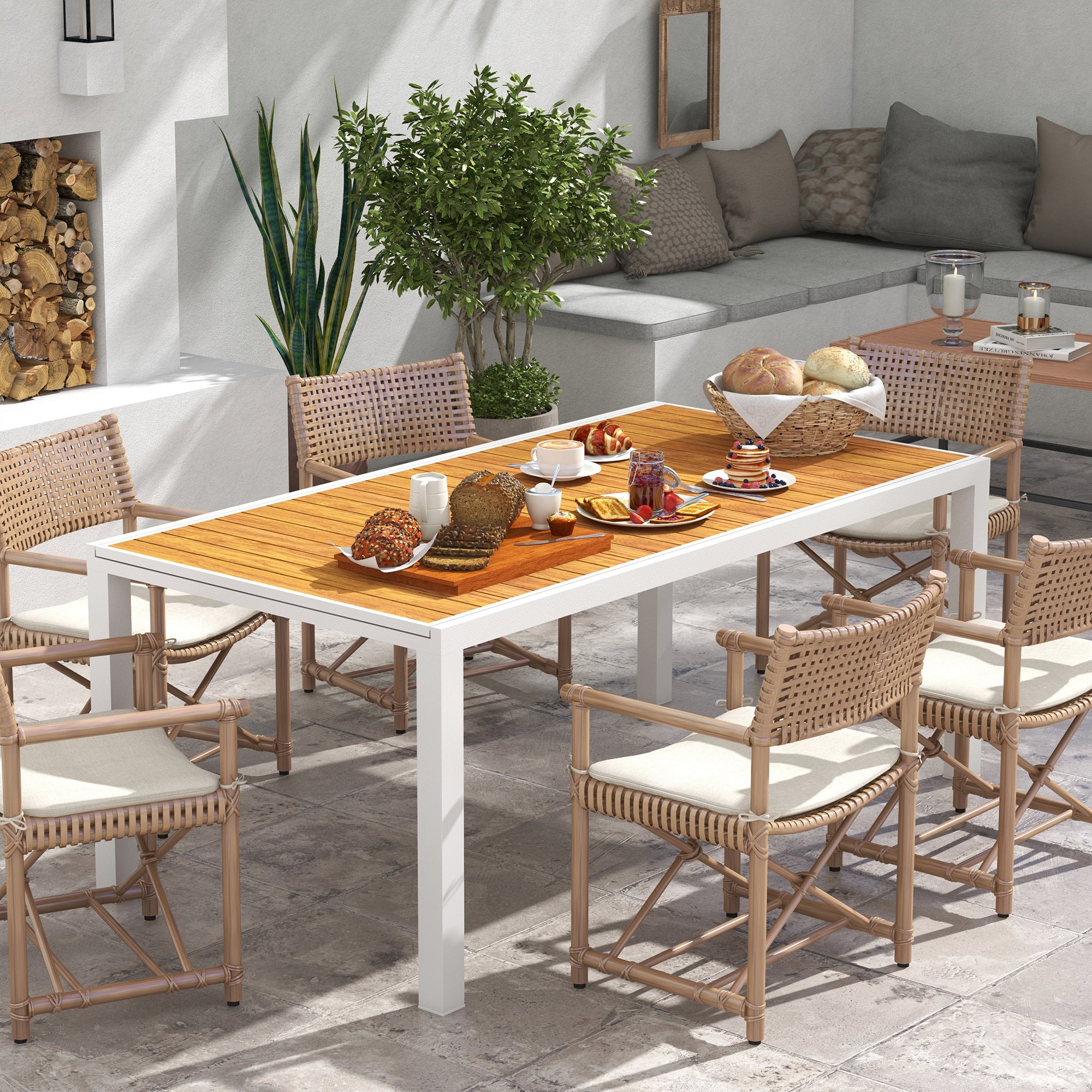 Mesa de Jardim Extensível Castanha 180/240x94x73 cm