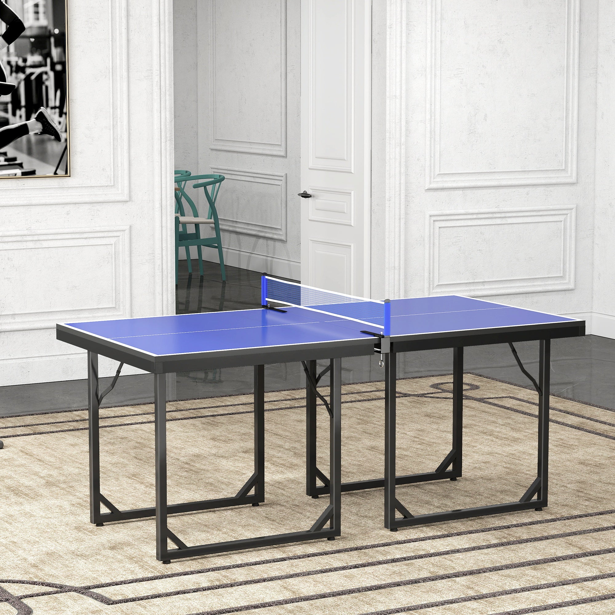 Mesa de Ping Pong Dobrável Profissional – 182x91x76 cm – Azul – MDF e Aço