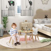 Conjunto Mesa e Cadeiras Infantis Ø60x44 cm - Madeira e Branco