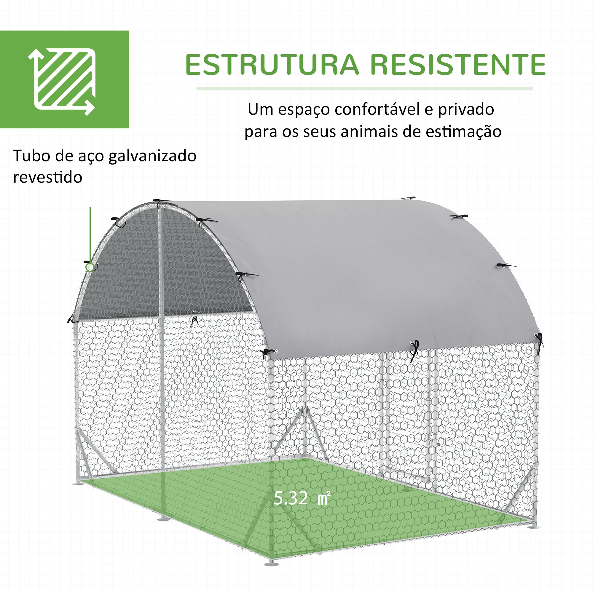 Galinheiro Exterior Grande Prata 2,8x1,90x1,97 m