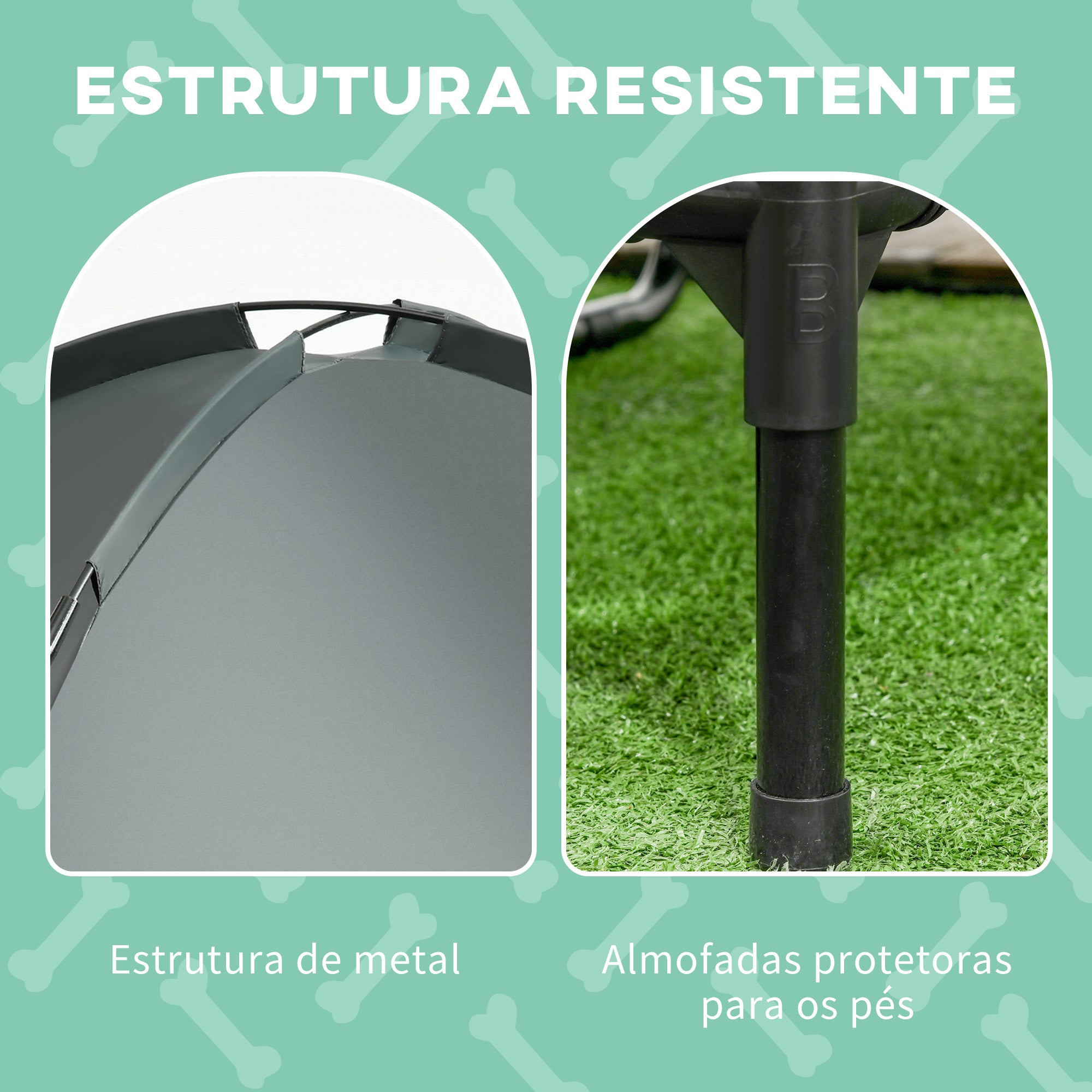 Cama Elevada Portátil para Animais de Estimação 92x76x90 cm - Preto e Cinza