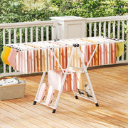 Tendedeira de Roupa Dobrável em Metal com Altura Ajustável 20 Barras de Secagem para Interior e Exterior 184 x 56 x 99 - 168 cm Branco