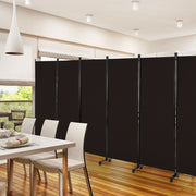 Biombo de 6 Painéis Separador de Ambientes Dobrável com Rodas Bloqueáveis para Sala e Quarto 334,5 x 30 x 172 cm Castanho