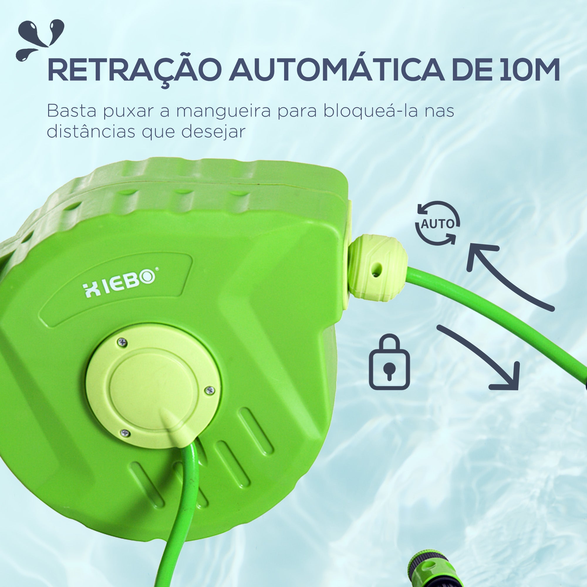 Carretel para Mangueira 10m+1m Verde 35.5x11.5x27.5 cm