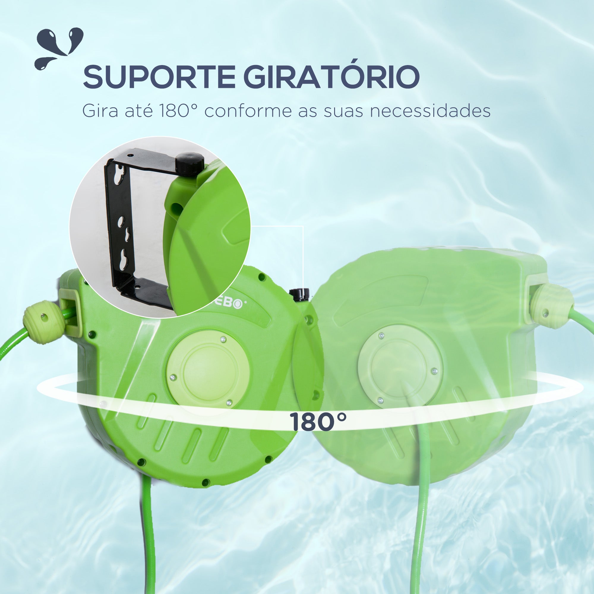 Carretel para Mangueira 10m+1m Verde 35.5x11.5x27.5 cm