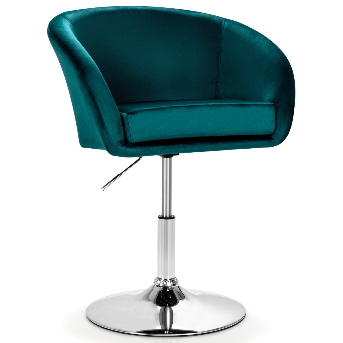 Banco de Bar de Veludo Giratório com Encosto Ajustável em Altura com Espuma Elástica 61 x 52 x 72-86 cm - Verde