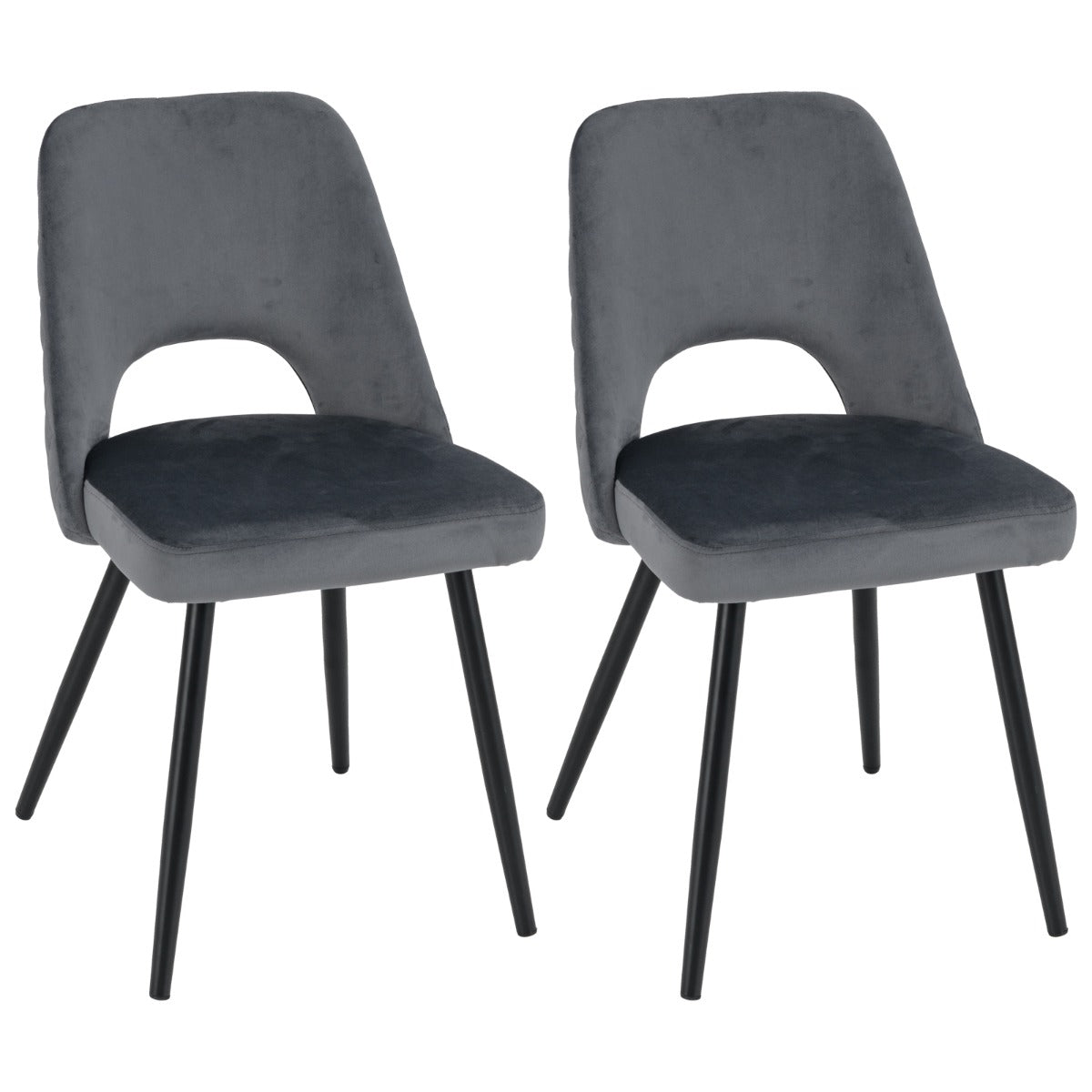 Conjunto de 2 Cadeiras de Jantar – 60 x 46 x 84 cm – Cinzento – Espuma e Metal