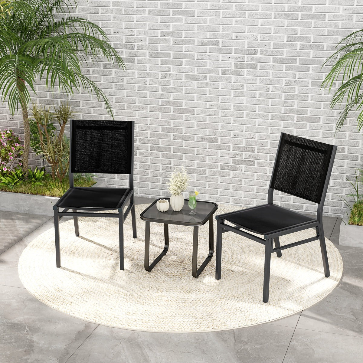 Cadeira de Jantar – 60 x 45 x 87 cm – Preto – Alumínio