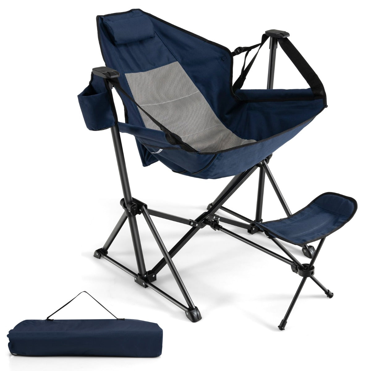 Cadeira de Campismo Dobrável – Azul Marinho – Metal