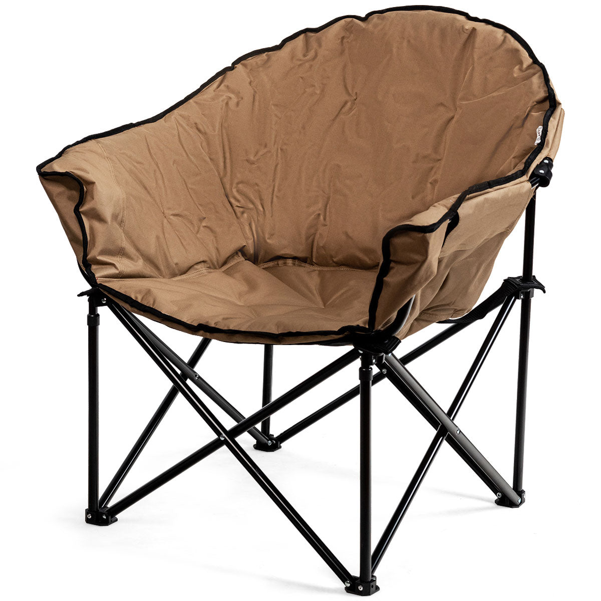 Cadeira Dobrável de Campismo com Almofada, Porta Copos e Bolsa de Transporte para Pesca Jardim Praia 62 x 62 x 90 cm - Castanho