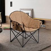 Cadeira Dobrável de Campismo com Almofada, Porta Copos e Bolsa de Transporte para Pesca Jardim Praia 62 x 62 x 90 cm - Castanho