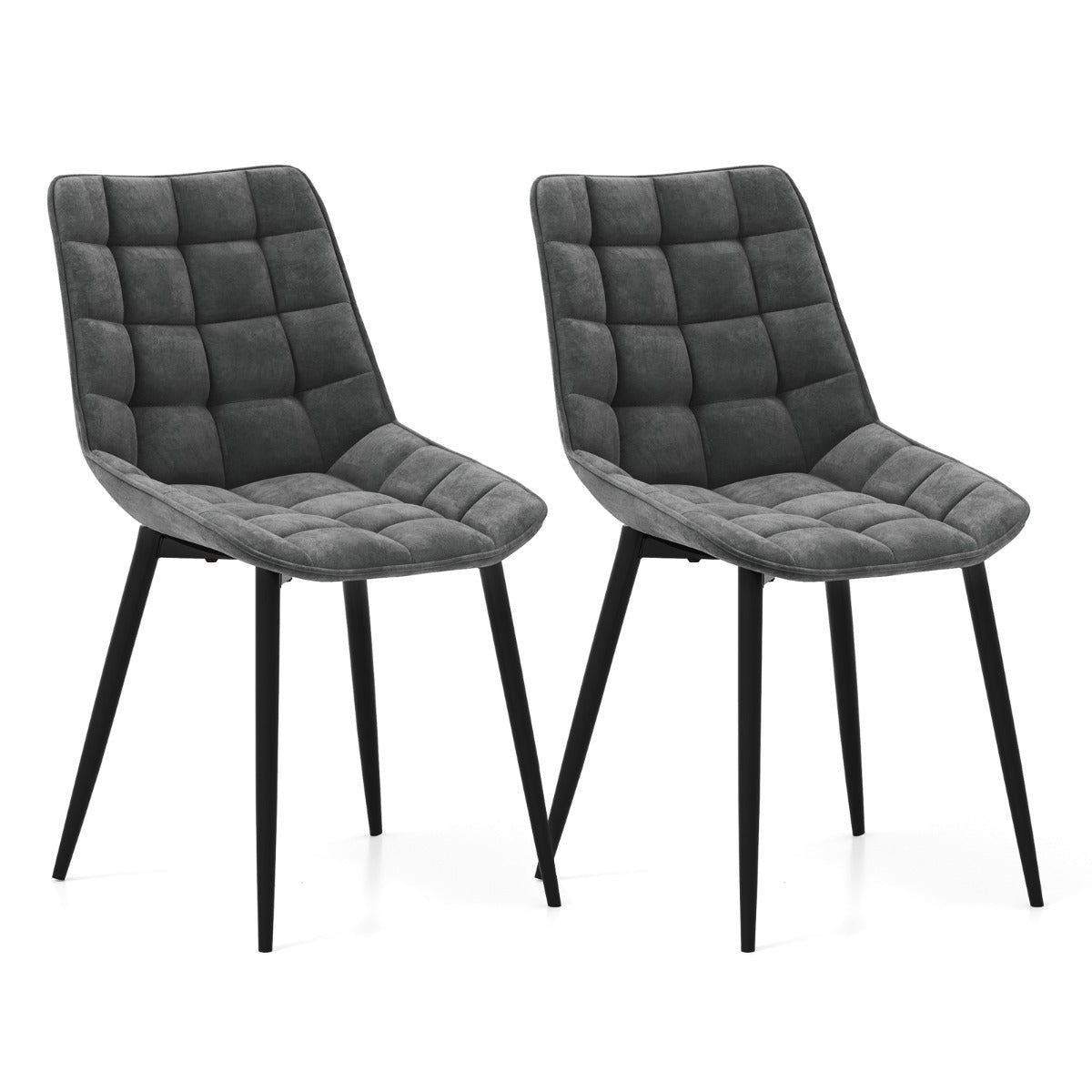 Jogo de 2 Cadeiras de Jantar em Veludo – 59 x 47 x 83 cm – Cinzento – Metal