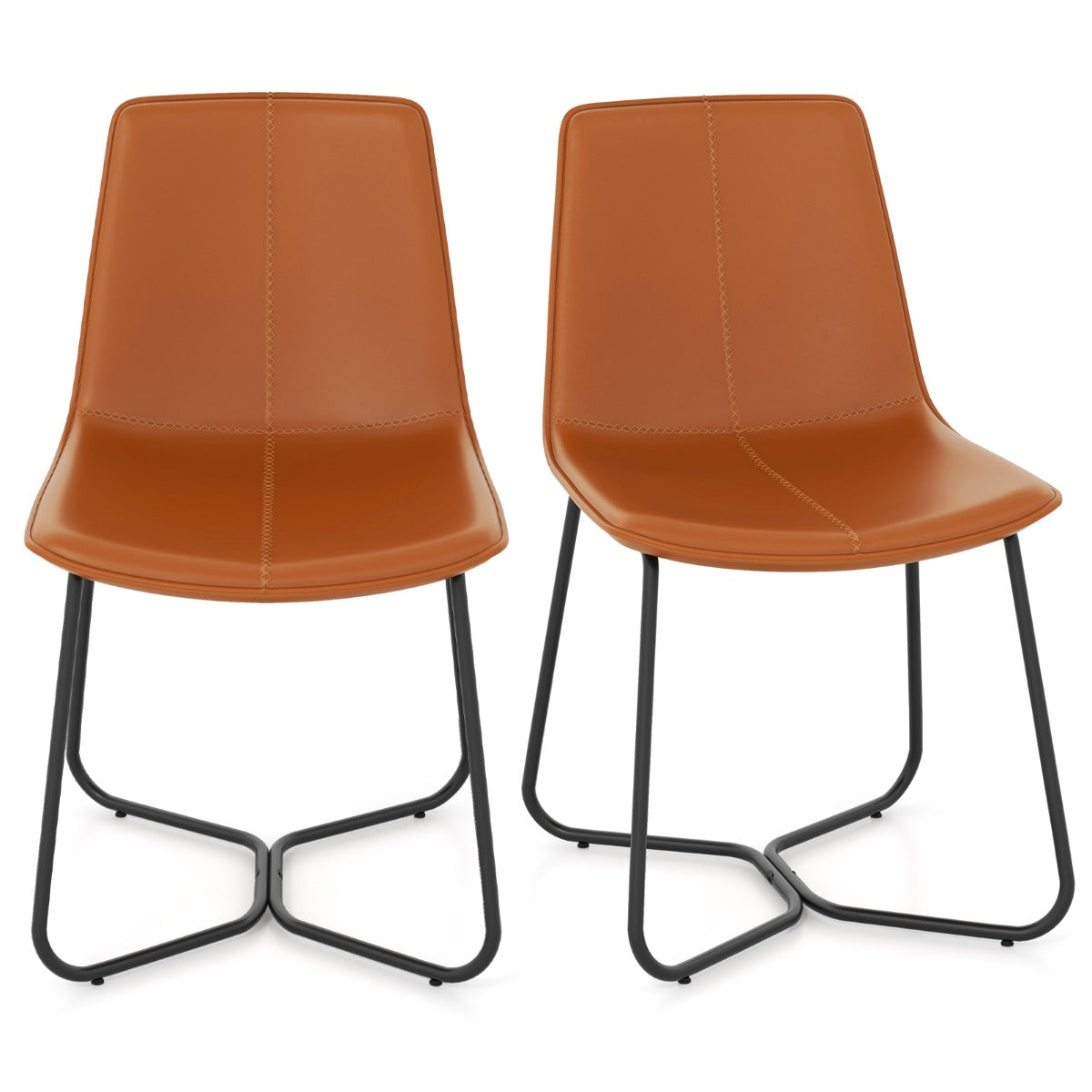 Conjunto de 2 Cadeiras de Jantar – 57 x 48 x 83 cm – Castanho – Pele Sintética