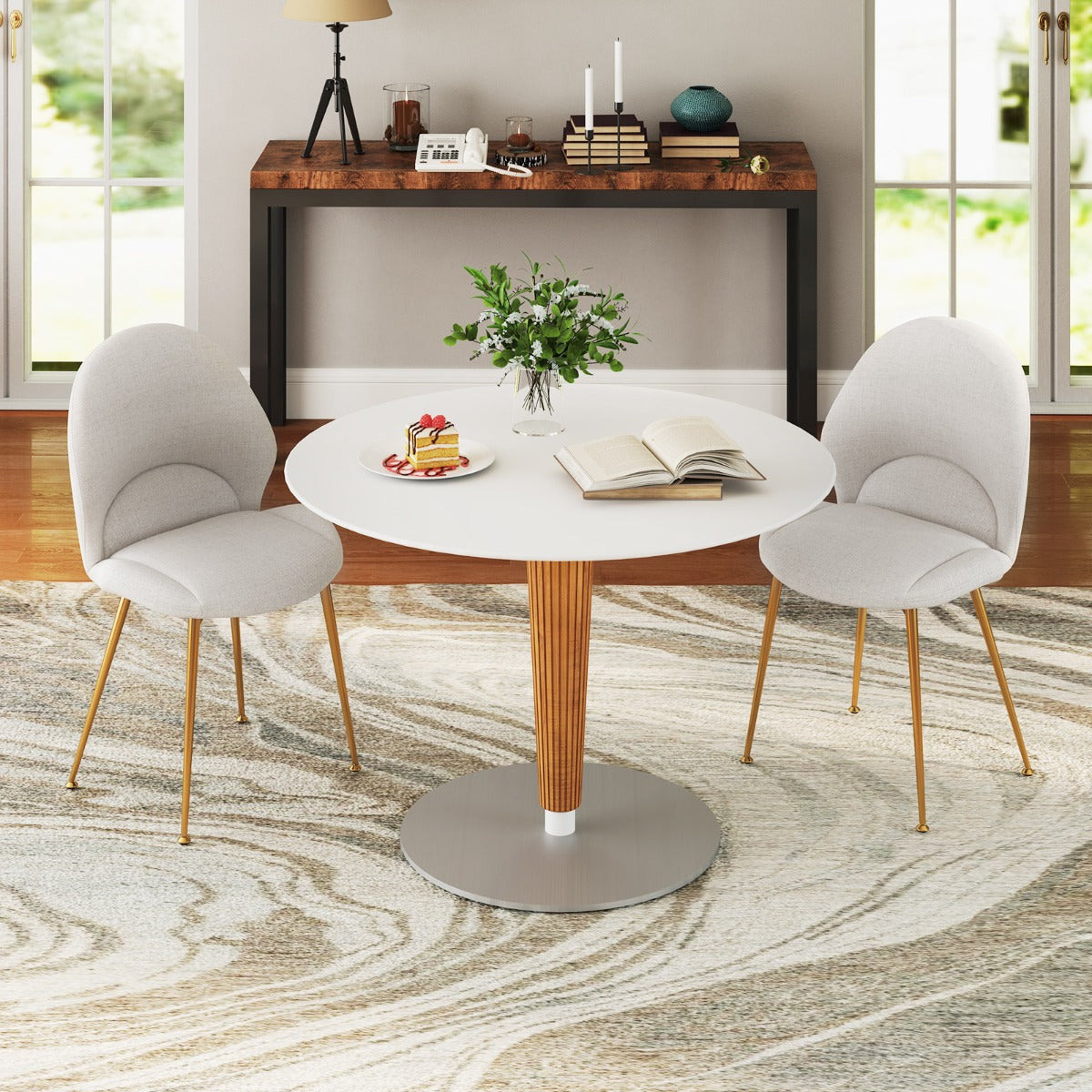 Conjunto de 2 Cadeiras de Jantar – 62 x 56 x 88 cm – Cinzento – Metal