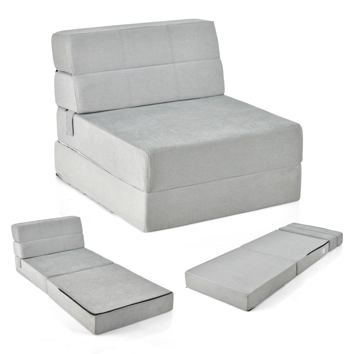 Sofá Cama Dobrável – 190 x 71 x 15 cm – Cinzento – Espuma