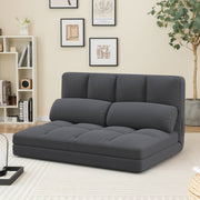 Sofá Cama Dobrável – 72 cm x 102 cm x 54 cm – Cinzento Escuro – Veludo
