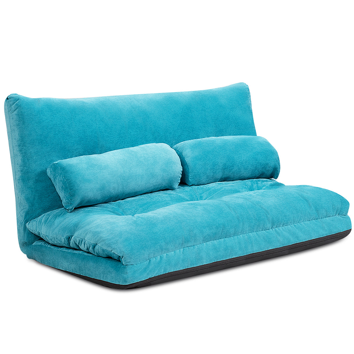 Sofá Cama Multifuncional em Camurça – 2 Almofadas – Azul