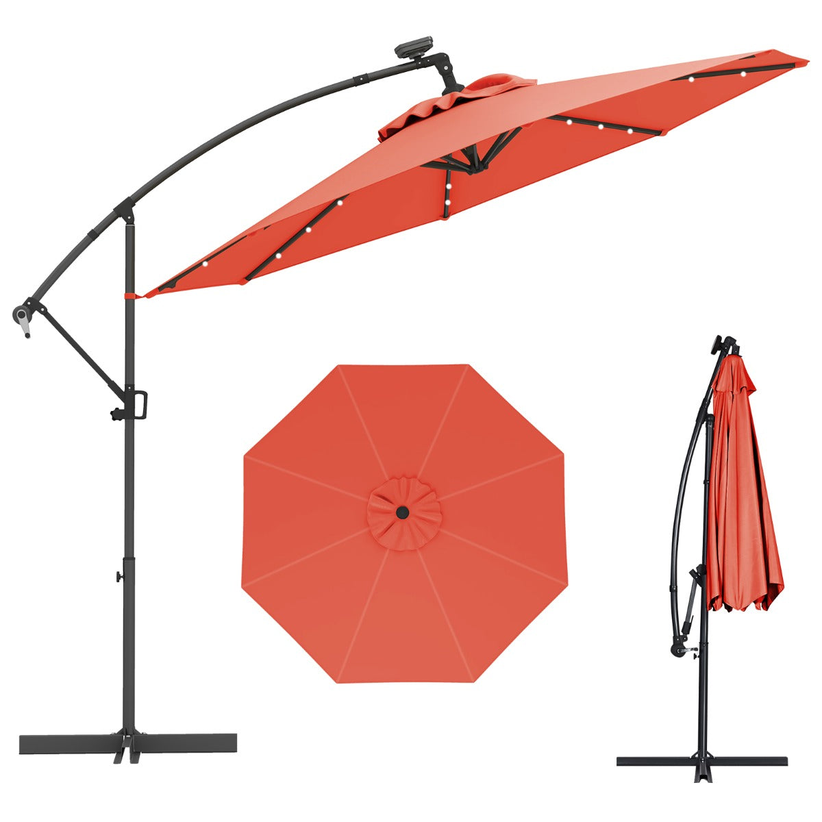 Guarda-Sol de Exterior - 300 cm - Cor Laranja - Poliéster