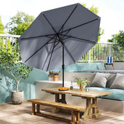 Guarda-Sol de Pátio de 270 cm com 8 Varetas Robustas Toldo Ventilado Resistente com Inclinação de Botão - Cinzento