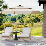 Guarda-Sol de Pátio Solar de 300 cm com 32 Luzes LED e Ventilação Superior de 3 Níveis - Bege