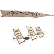 Guarda-Sol Dupla 426x265cm Grande com Manivela Proteção Solar UV e Teto de Ventilação Guarda-sol para Jardim Praia Café