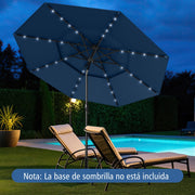 Guarda-Sol Solar para Pátio de 313 cm com 32 Luzes LED - Azul Marinho