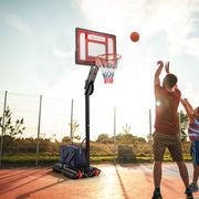Aro de Basquetebol Portátil com Suporte de Cesto de Basquetebol em Todo o Clima Ajustável em 10 Alturas de 1,55m a 3,1m Vermelho e Preto