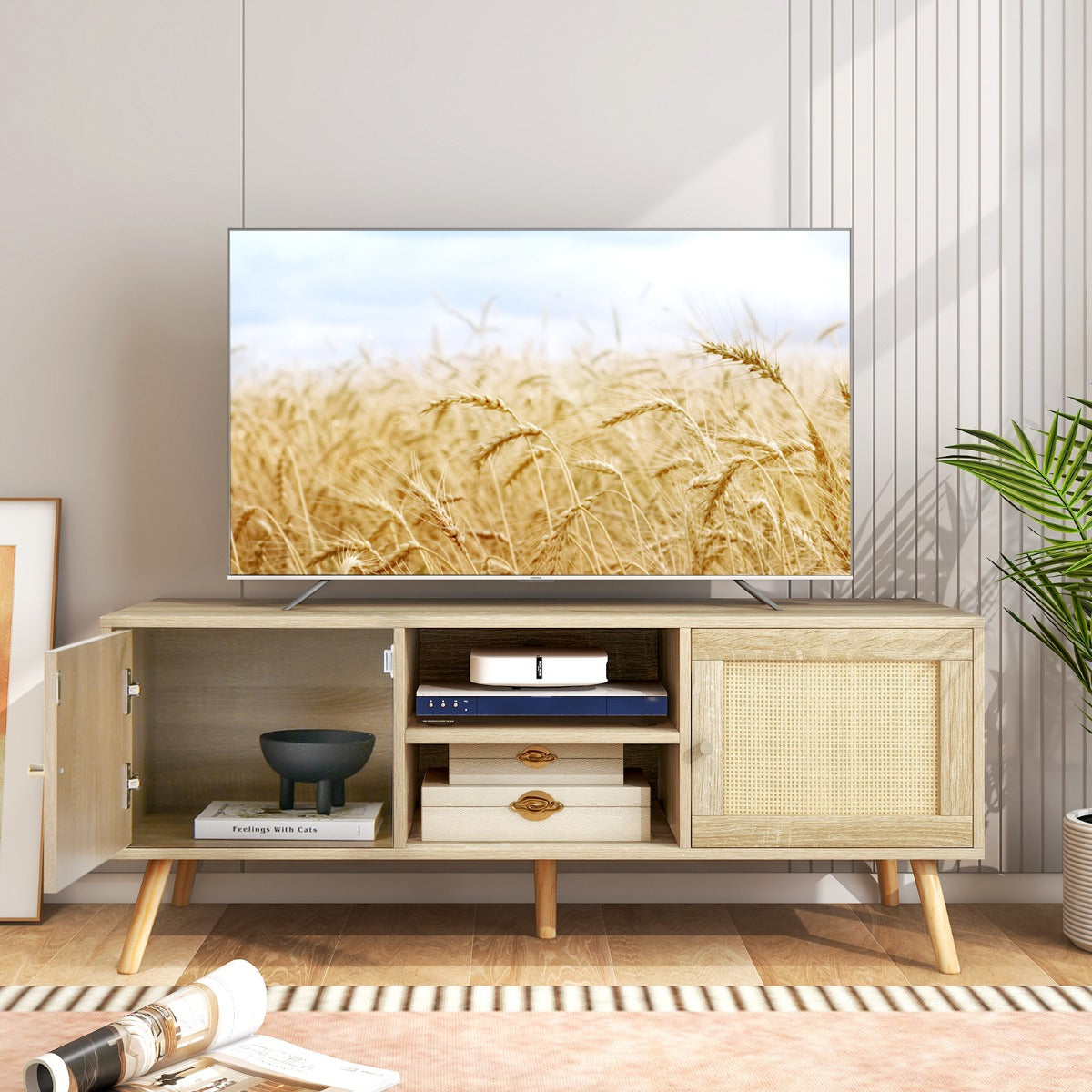 Móvel de TV – 120 x 40 x 40,5 cm – Natural – Ratan PE