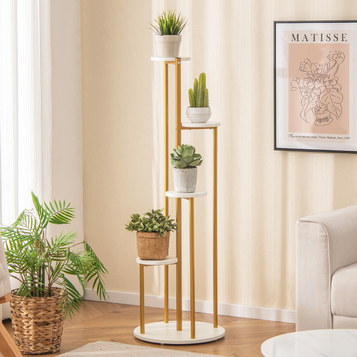 Estante de Plantas em Metal – 125 cm – Branco – Metal