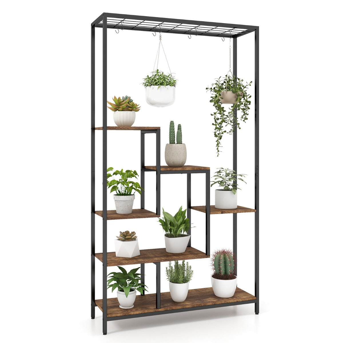 Estante para Plantas Alto de 6 Níveis – Marrón