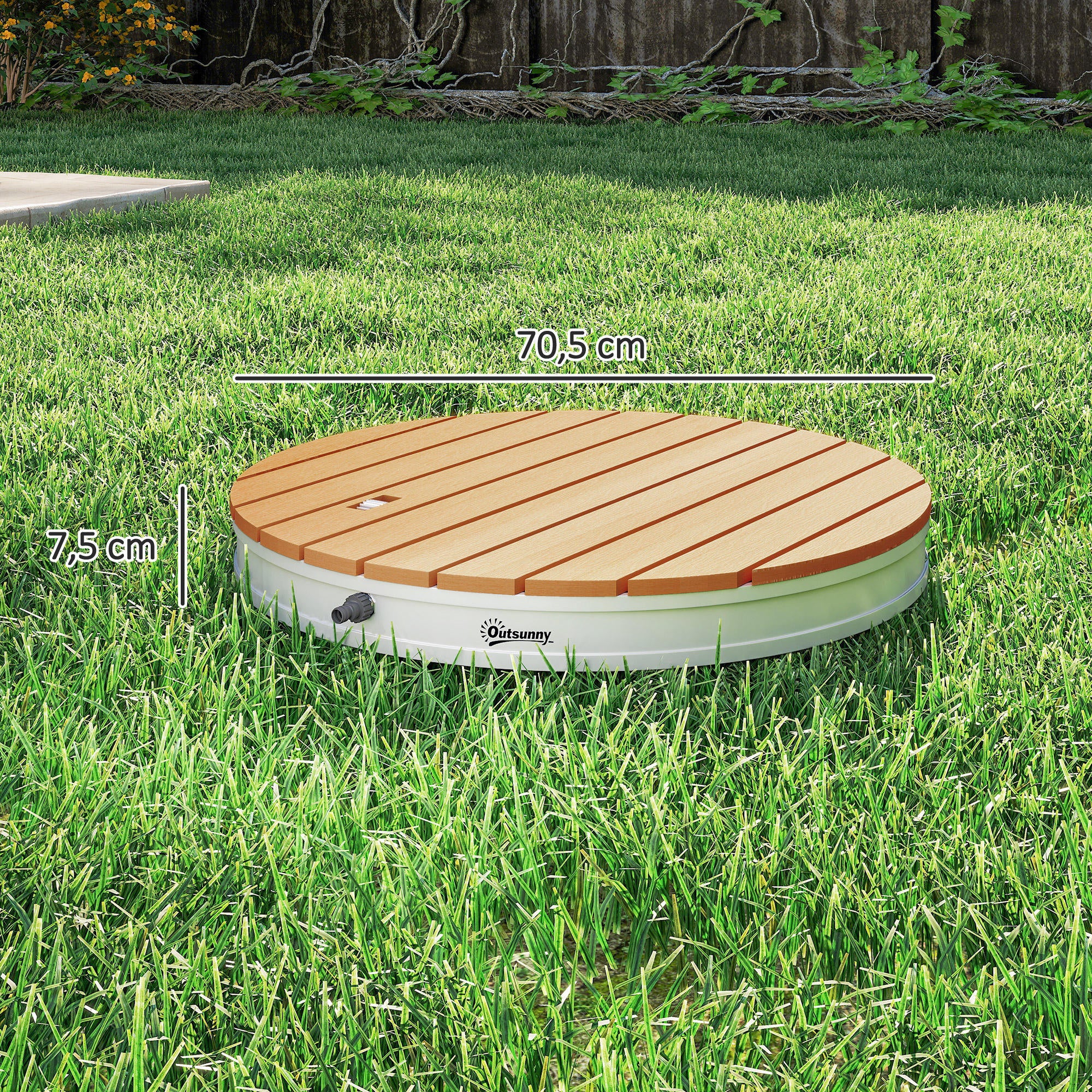 Duche de Jardim Portátil Ø70,5x7,5 cm - Cor Madeira