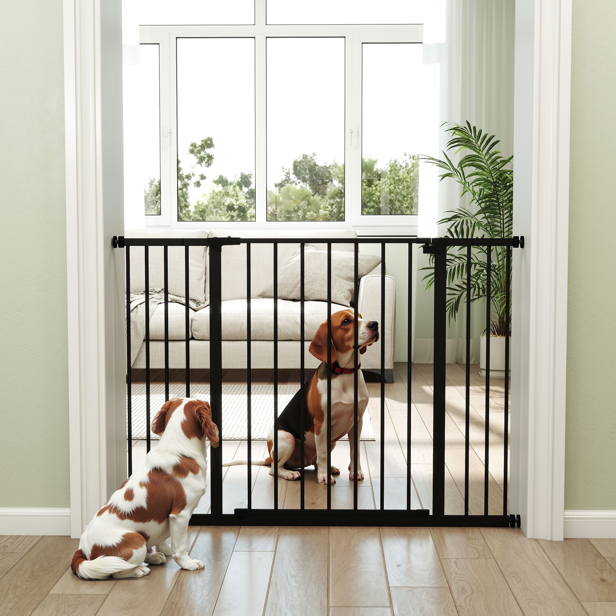 Barreira de Segurança para Animais Extensível 107x76 cm - Preto