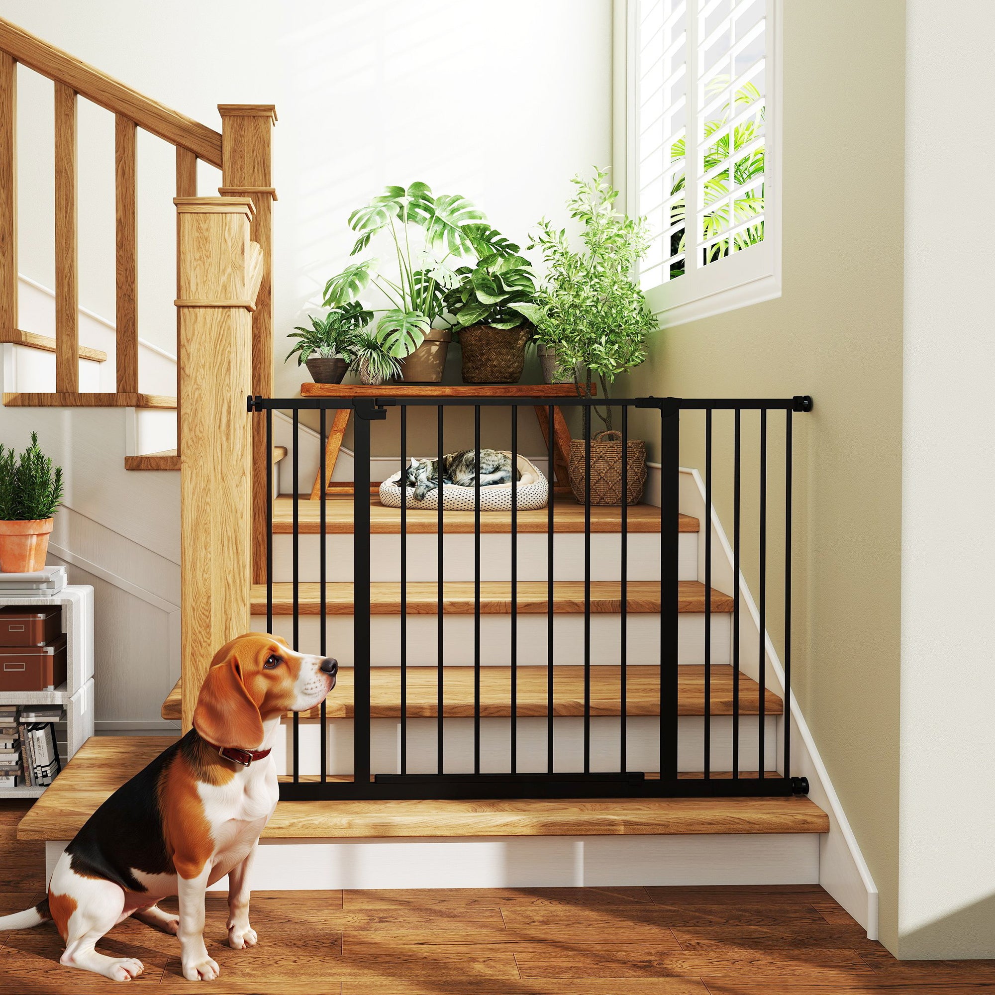 Barreira de Segurança para Animais Extensível 107x76 cm - Preto