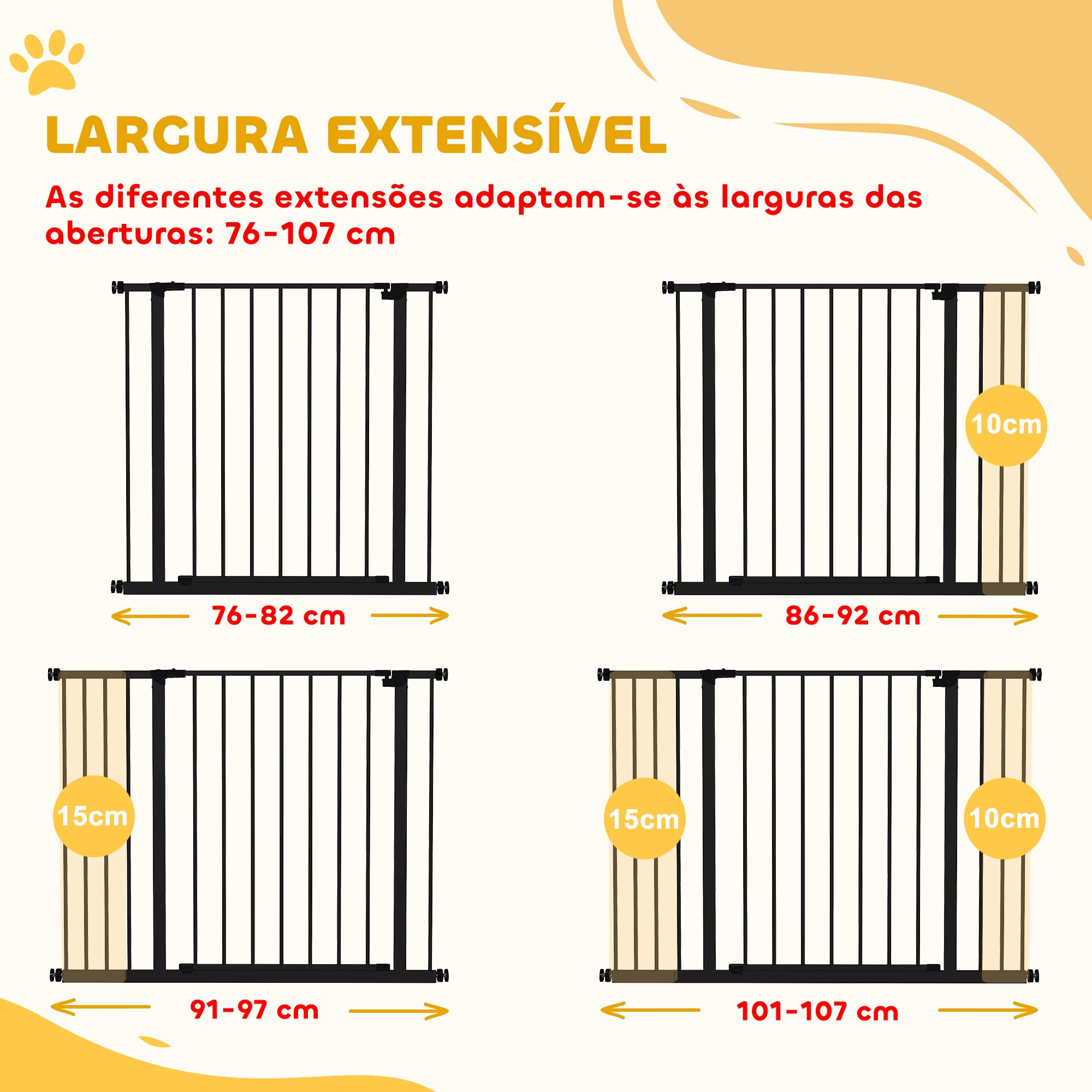 Barreira de Segurança para Animais Extensível 107x76 cm - Preto