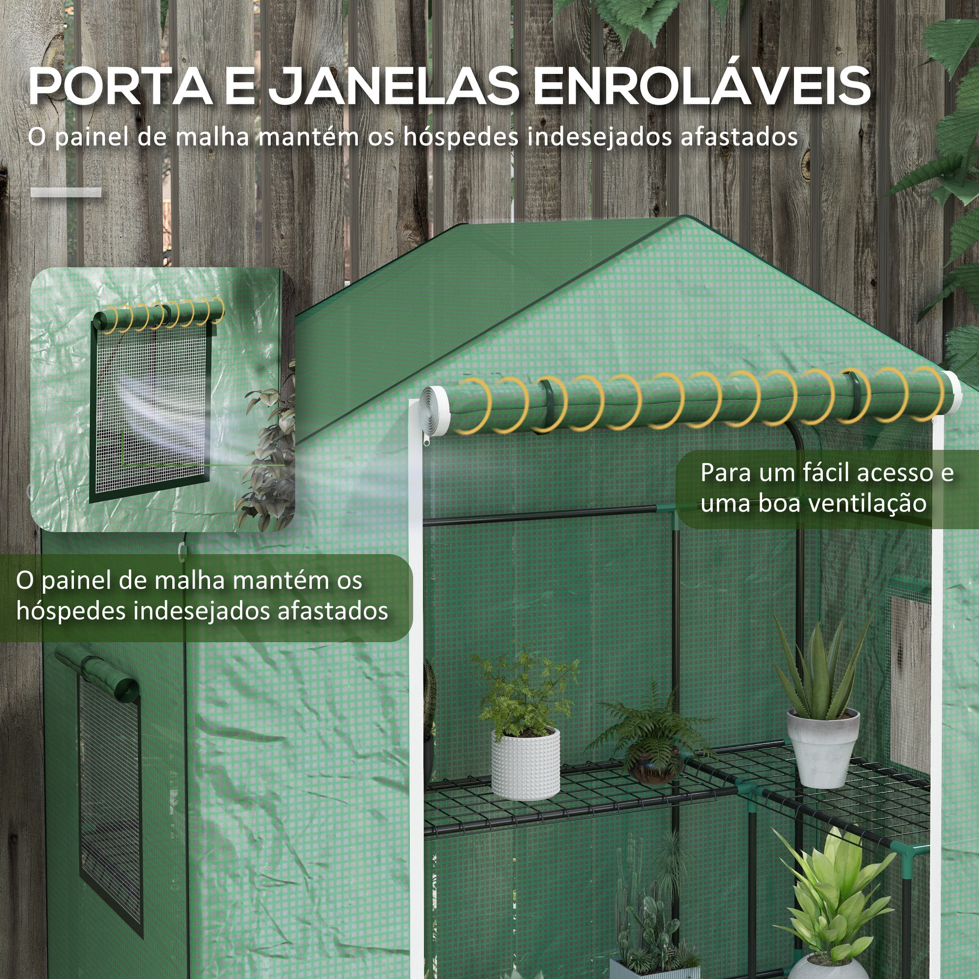 Estufa de Jardim – 140x73x190 cm – Verde – Aço e PE