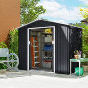 Abrigo de Jardim Metálico 213x130x185 cm - Cor Cinza Escuro