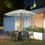 Chapéu de Sol de Jardim com Luzes LED Ø300x256 cm - Creme Branco