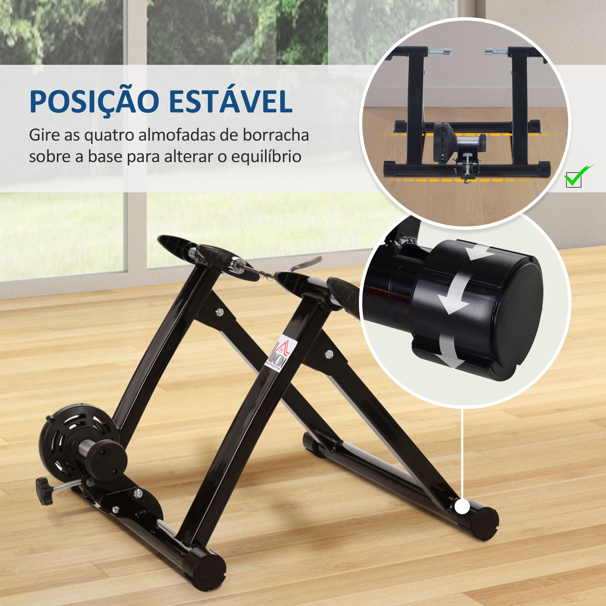 Rolo de Bicicleta para Treinamento Dobrável com Resistência Magnética 54,5x47,2x39,1cm Preto