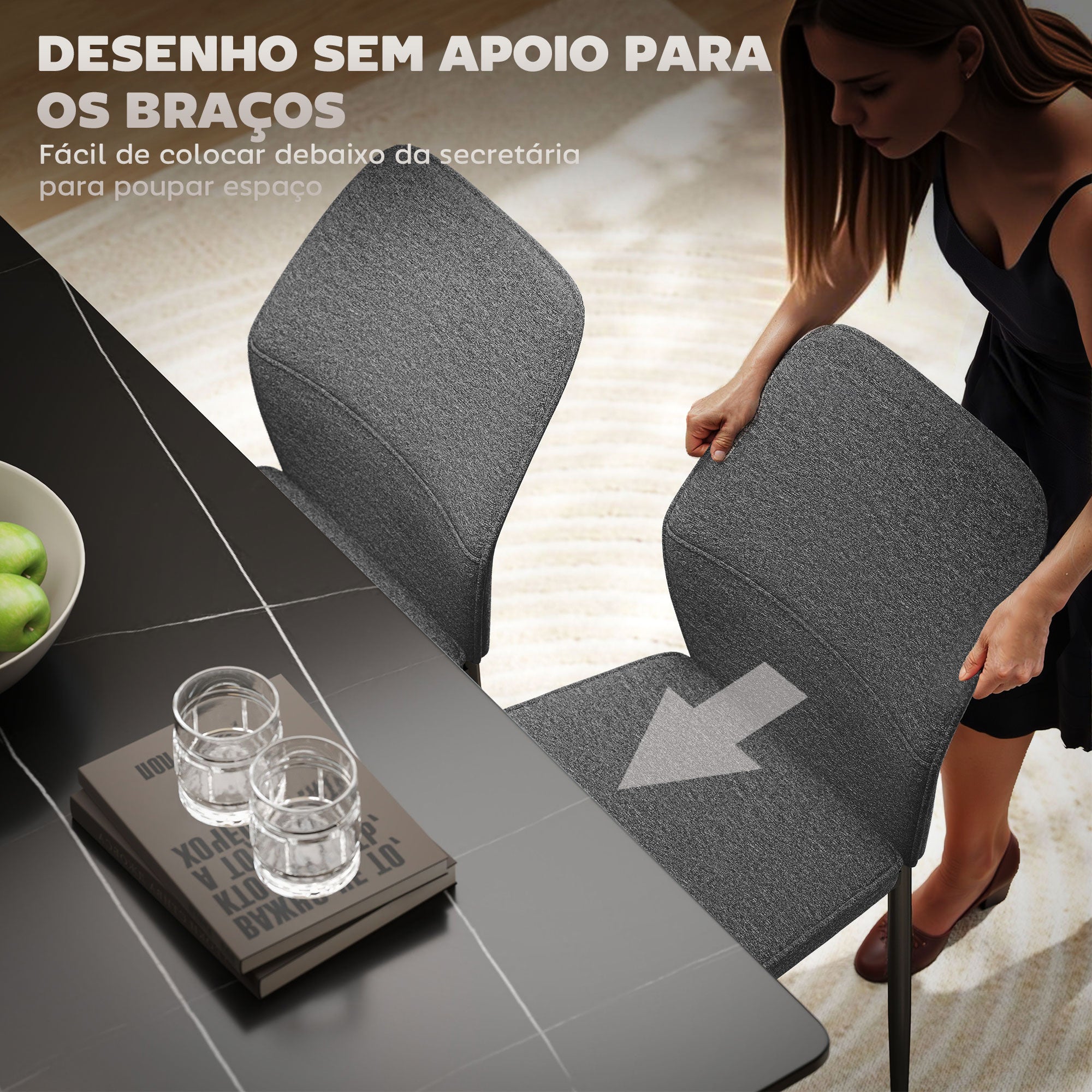 Conjunto de 2 Cadeiras de Jantar Modernas 45x57x86 cm Cinzento