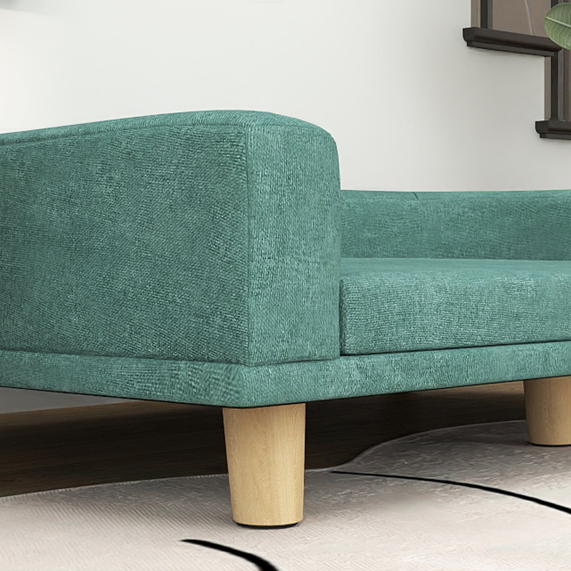 Sofá Cama para Cães – 98x67x25 cm – Verde – Poliéster, MDF, Espuma, Madeira de Pinho