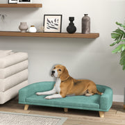 Sofá Cama para Cães – 98x67x25 cm – Verde – Poliéster, MDF, Espuma, Madeira de Pinho