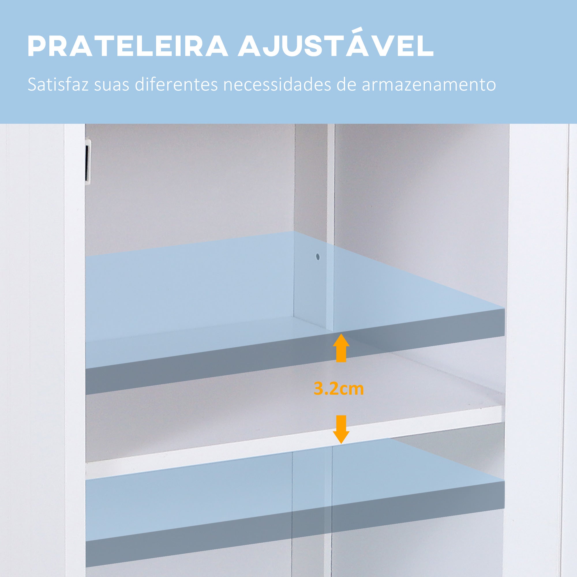 Armário de Casa de Banho Compacto – 43x34x77 cm – Branco – MDF