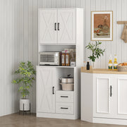 Armário de Cozinha Rústico – 70x40x180 cm – Branco – Melamina de madeira
