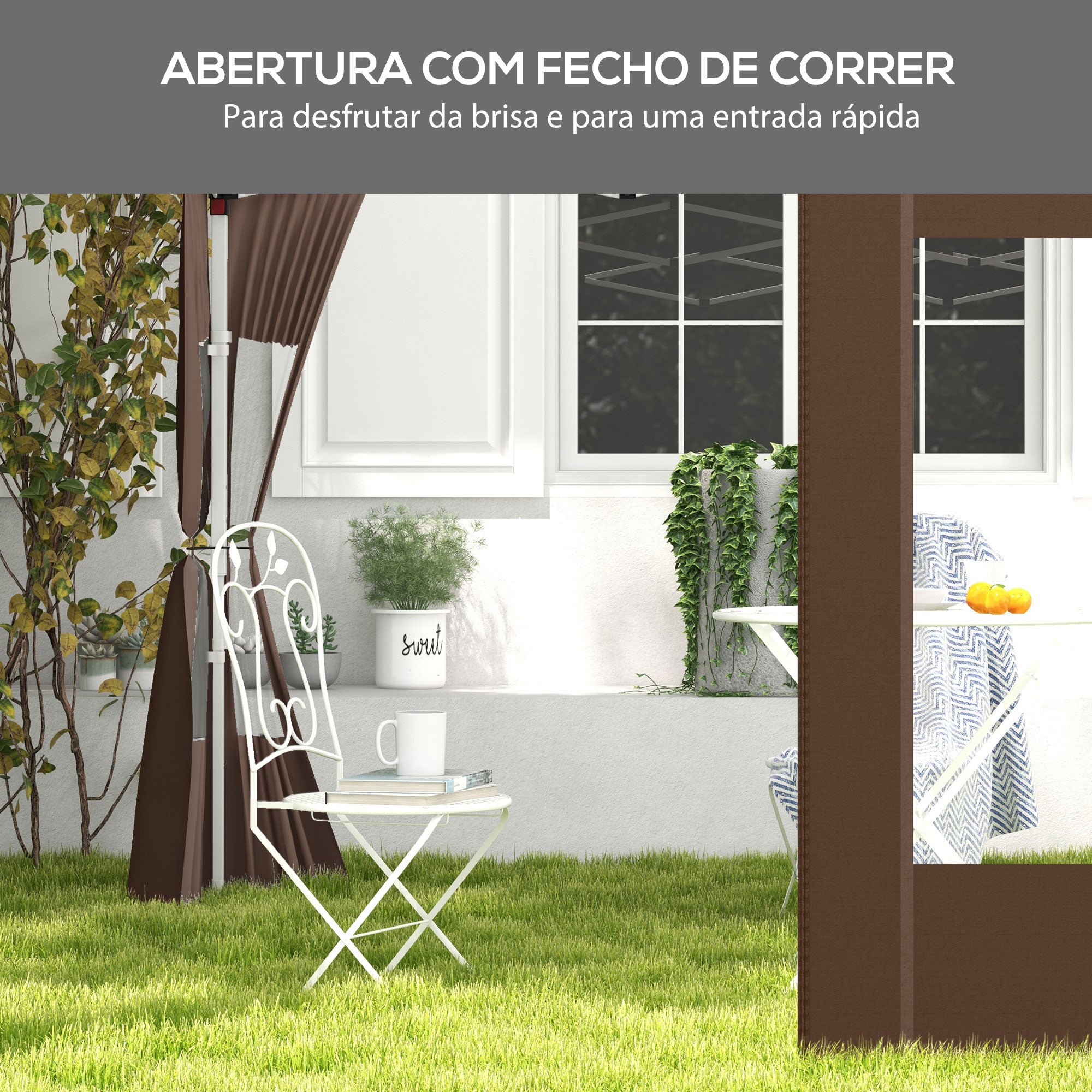 Paredes Laterais de Substituição 295x195 cm Cor Marrom