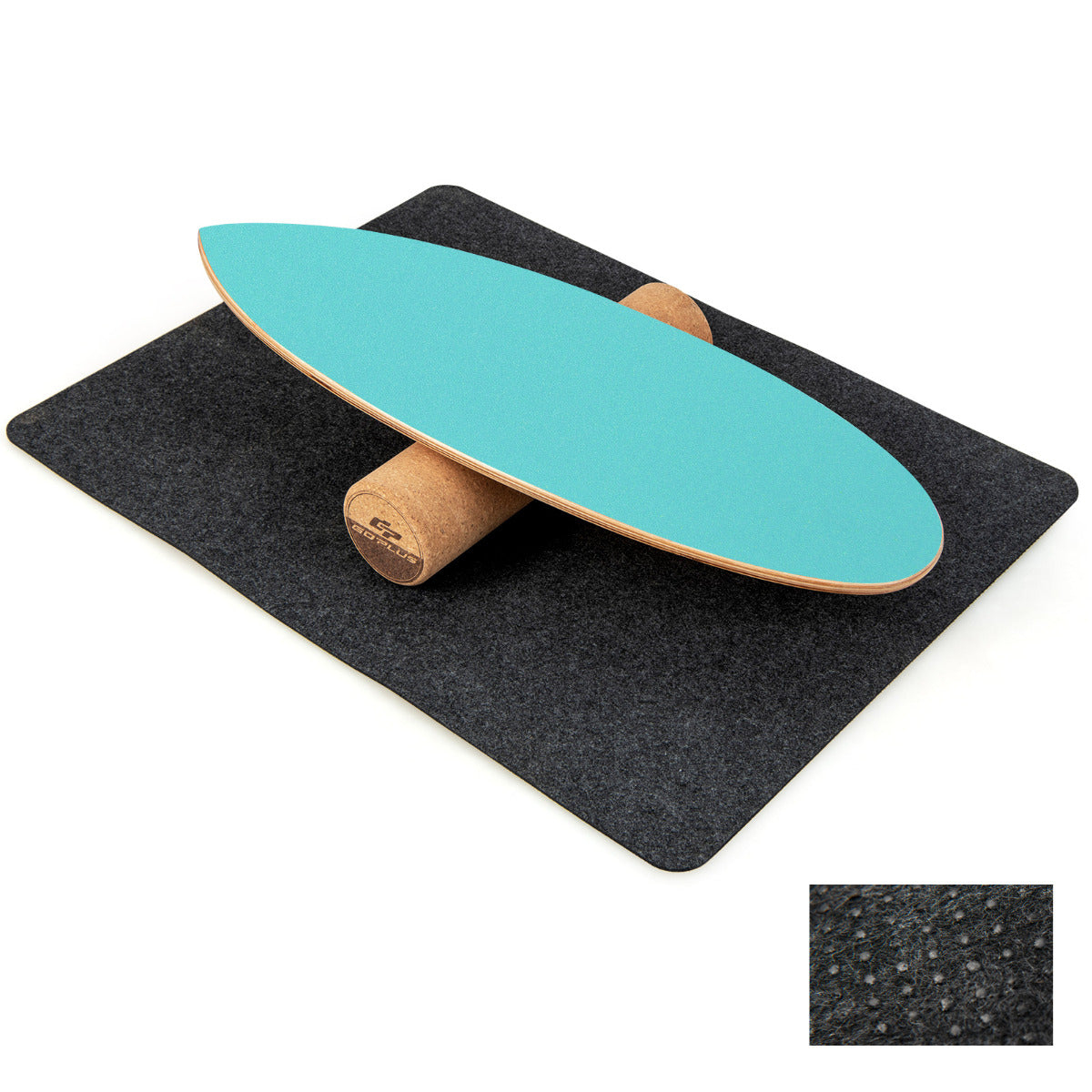 Tabuleiro de Equilíbrio em Madeira com Rolo e Tapete para Treino de Skateboard, Hóquei, Snowboard e Surf 75 x 25,5 cm Azul