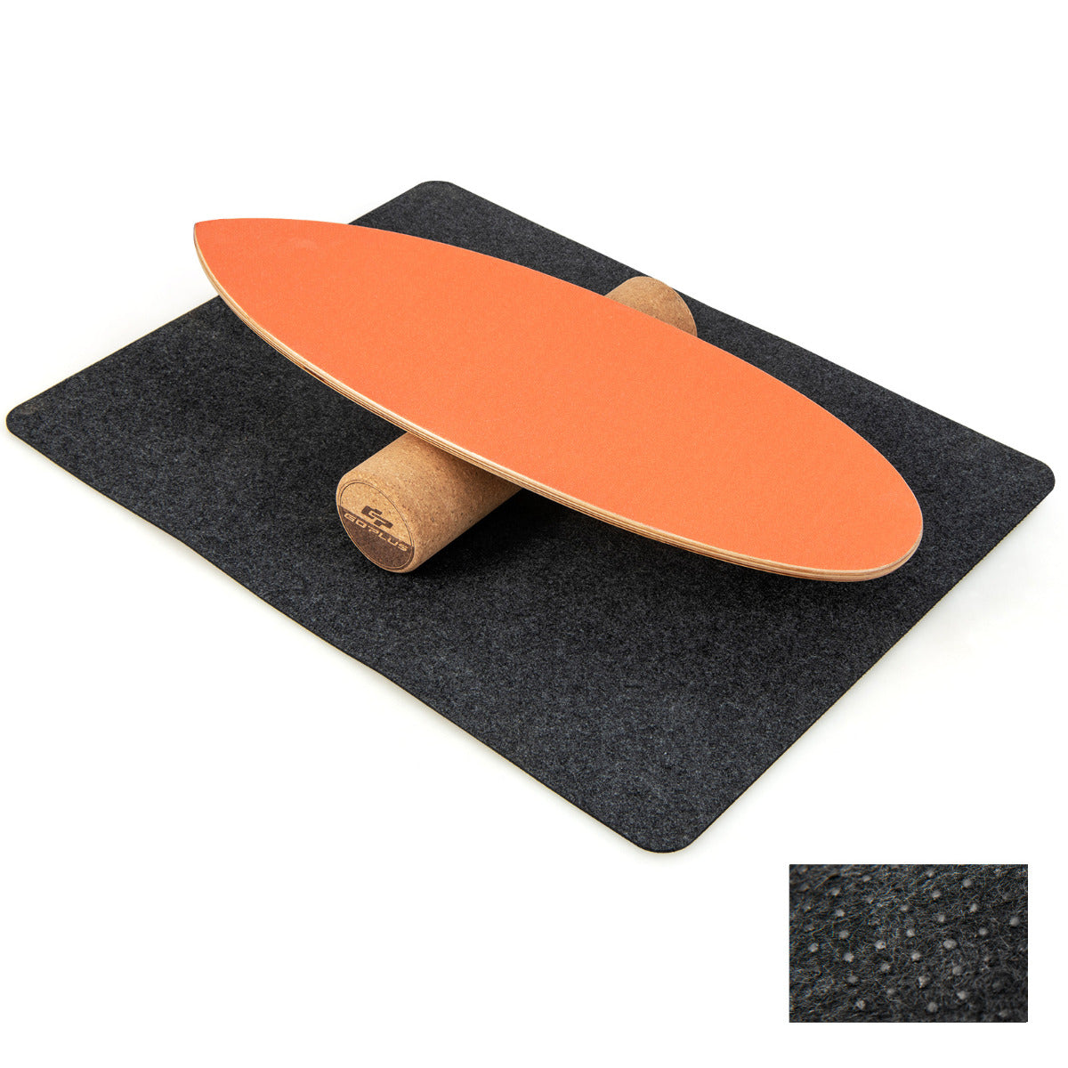 Tabuleiro de Equilíbrio em Madeira com Rolo e Tapete para Treino de Skateboard Hockey Snowboard Surf 75 x 25,5 cm Laranja