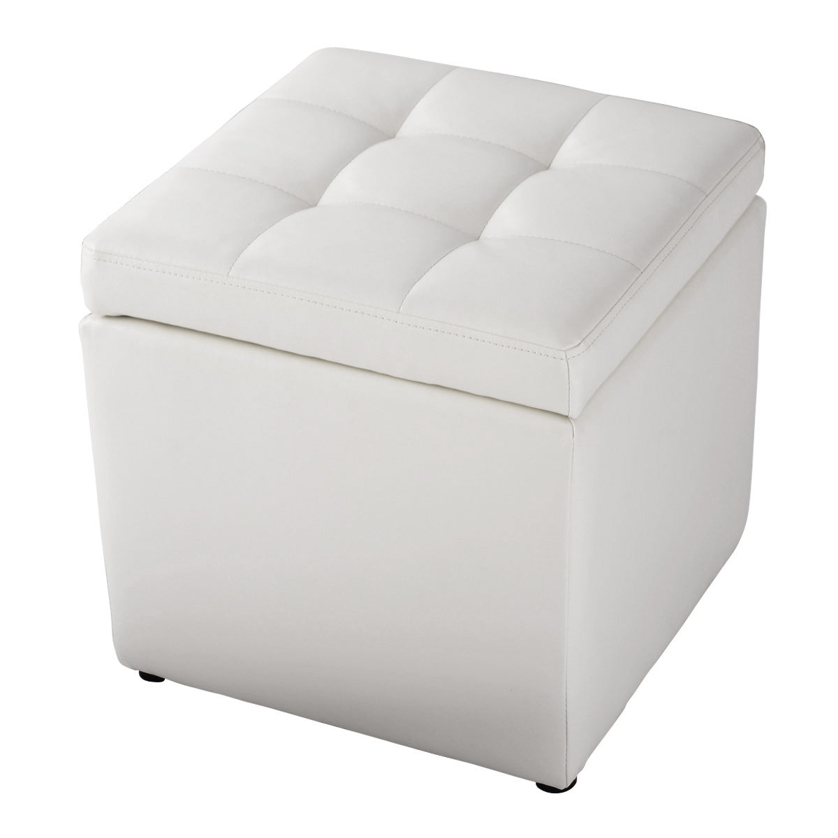 Taburete de Armazenamento Otomana – 40 x 40 x 40 cm – Branco Puro – PU