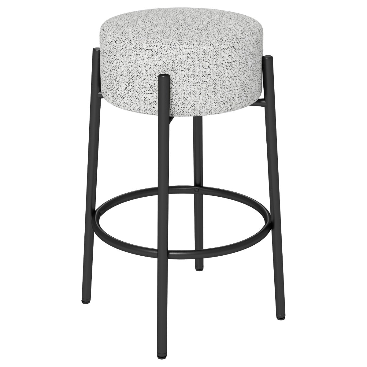 Banco de Bar Sem Encosto 68 cm com Assento Redondo Acolchoado e Base de Metal para Ilha de Cozinha Cinzento
